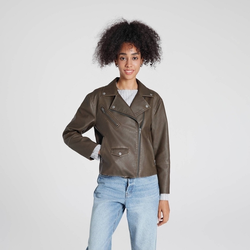 a new day Women's Faux Leather Jacket PEACH XXL